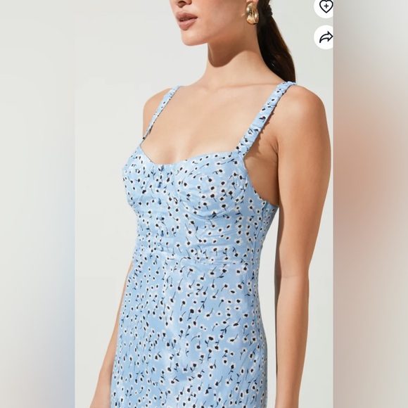 ASTR The Label Halle Bustier Slip Midi Dress Light Blue Floral coquette girly XS - Picture 2 of 16